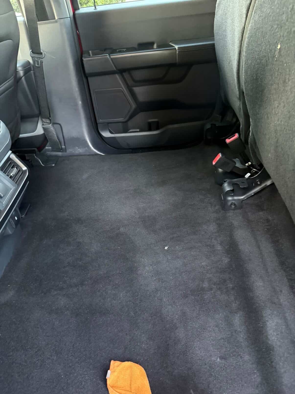 Ford F-150 rear floor carpet deep cleaned