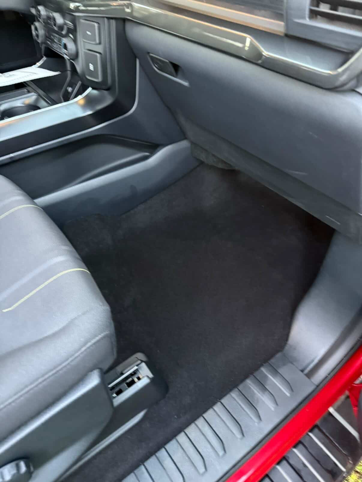 Spotless Ford F-150 carpet and floor area after deep clean